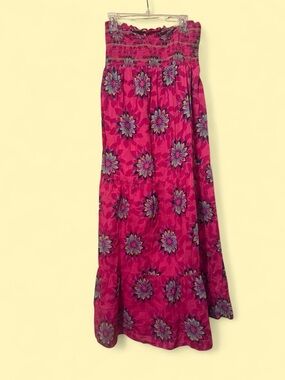 Old Navy Bright Pink Floral Smocked Maxi Dress